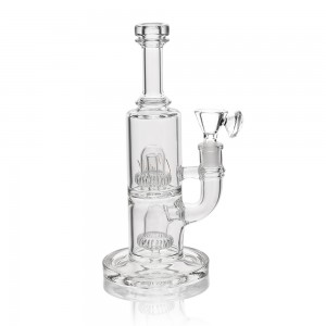 Crystal Series by HPG - 10" Double UFO Perc Water Pipe Rig - [ES2236-BX]